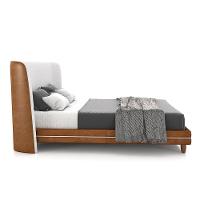 Conjunto Cama Com Cabeceira Queen Torres Pés Em Madeira Pu/bouclê Caramelo/off White G91 - Gran Belo