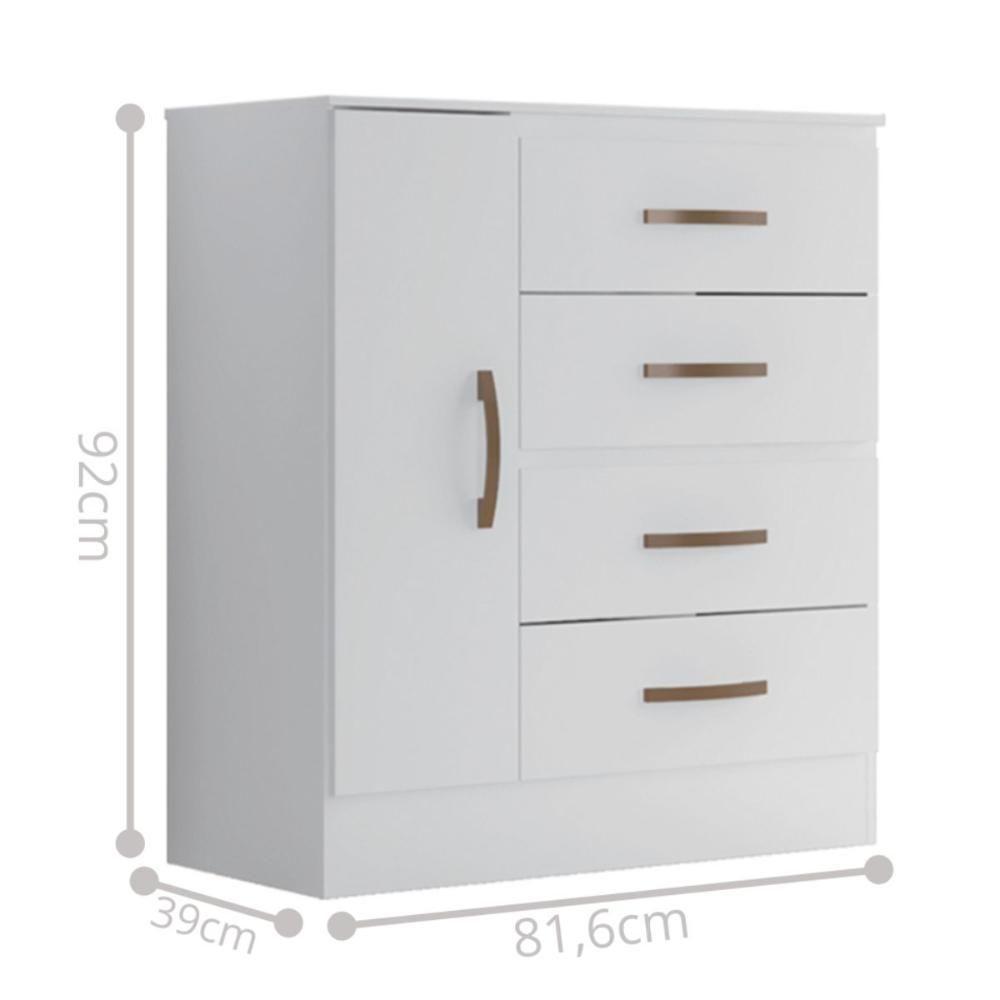Comoda 1 Porta 4 Gavetas Ibitinga Branco - 4