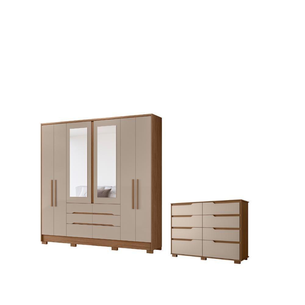 Jogo Roupeiro E Comoda Manchester Carvalho Fendi - 5