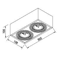 Spot De Sobrepor Newline Box Para 2 Lâmpadas Ar111 Gu10 Bivolt Branco Preto - 2