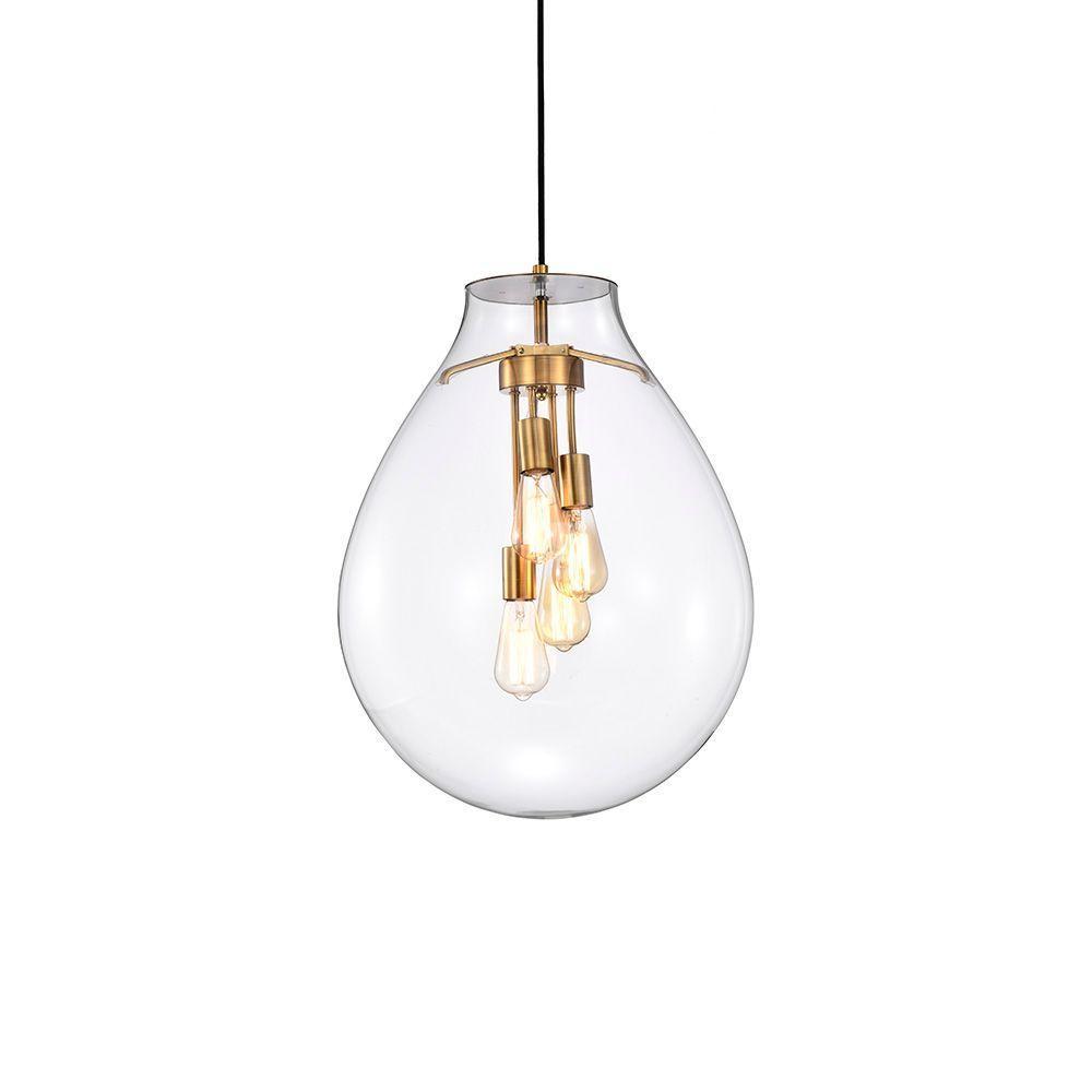 Lustre Pendente Skylight Tommy 3039 G E27 Bivolt Dourado-transparente - 1