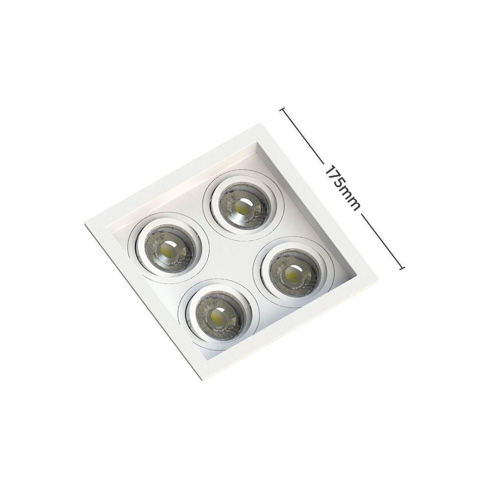 Spot Embutir Recuado Save Energy 4 Lâmpadas Mr16 Gu10 Bivolt Branco - 2