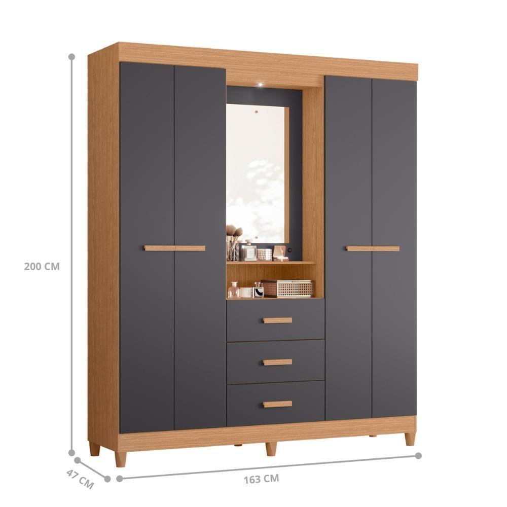 Conjunto Guarda Roupa E Cômoda Brasil Freijó Titanium - 4