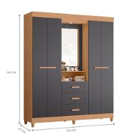 Conjunto Guarda Roupa E Cômoda Brasil Freijó Titanium