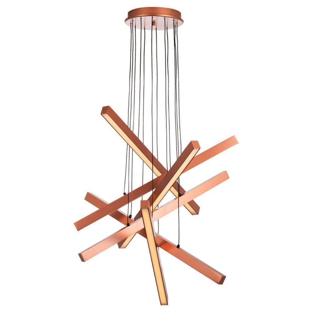 Lustre Pendente Newline Fit Led 715 Bivolt Cobre 3000k Luz Amarela - 3