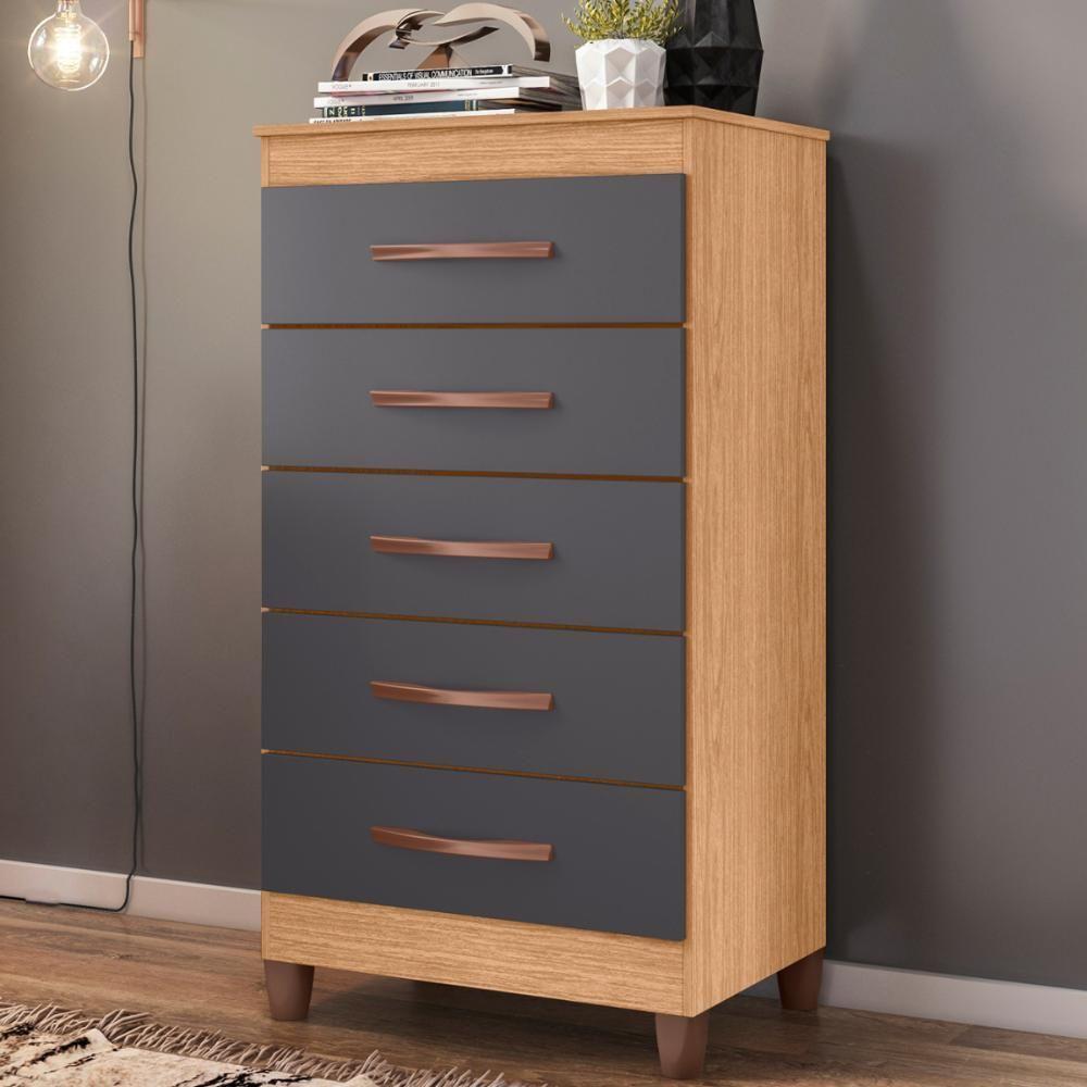 Conjunto Guarda Roupa E Cômoda Ferrari Freijó Titanium - 2