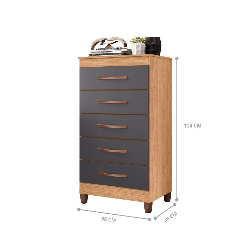 Conjunto Guarda Roupa E Cômoda Ferrari Freijó Titanium - 5