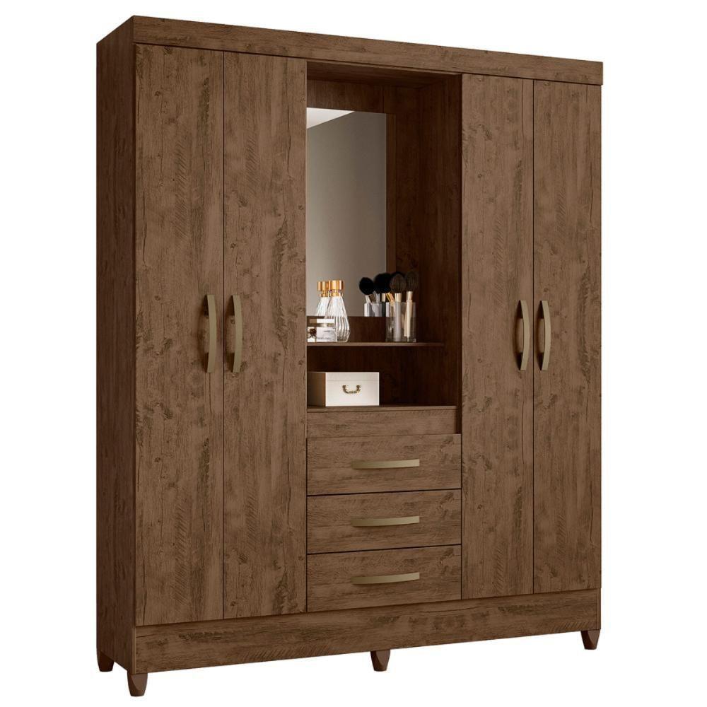 Cômoda E Roupeiro Com Espelho Adriatico Freijo Cinza - 5