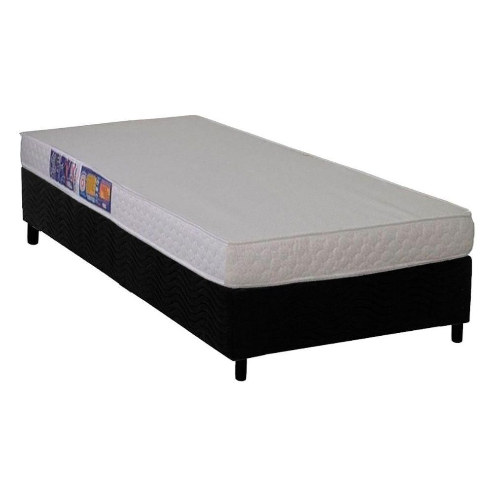 Conjunto Box Solteiro: Colchão Espuma Ortobom D23 Light Saúde + Base Crc Suede Black(78x188) - 1
