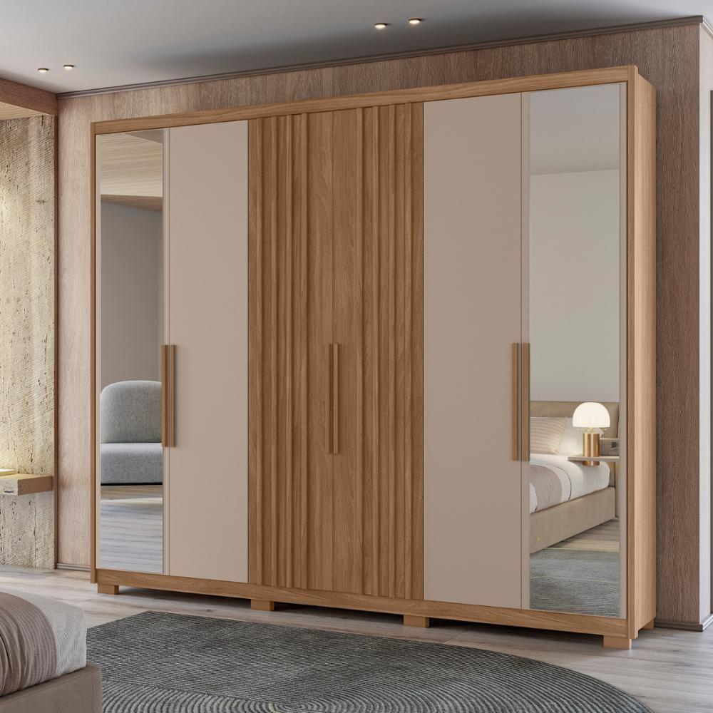 Guarda Roupa 3 Portas Fresado Mumbai Carvalho Fendi - 1