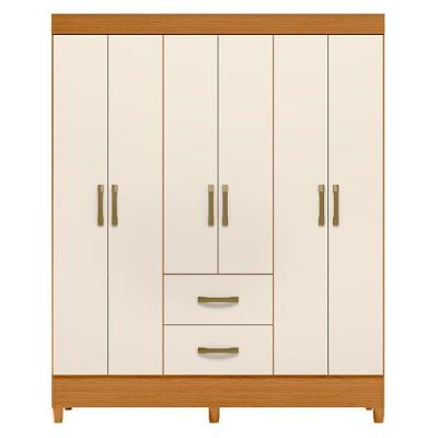 Guarda Roupa Casal Roma 6 Portas 2 Gavetas Cinamomo Off White MDP Mais de Casa