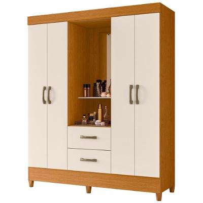 Guarda Roupa Casal Sydney 4 Portas 2 Gavetas Cinamomo Off White MDP Mais de Casa