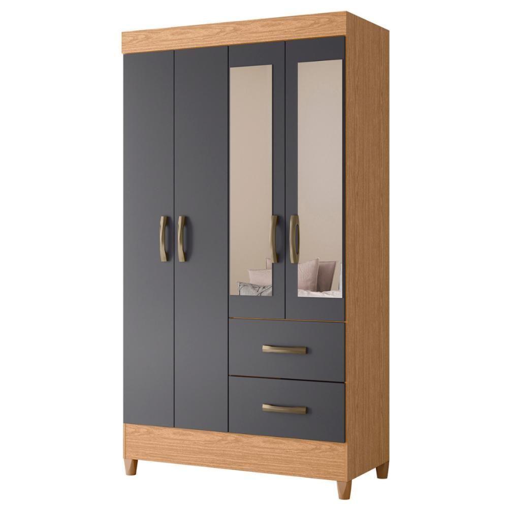 Guarda Roupa 4 Portas Roma Com Espelho Freijó Titanium - 2