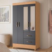 Guarda Roupa 4 Portas Roma Com Espelho Freijó Titanium - 1