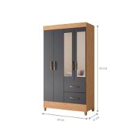 Guarda Roupa 4 Portas Roma Com Espelho Freijó Titanium - 3
