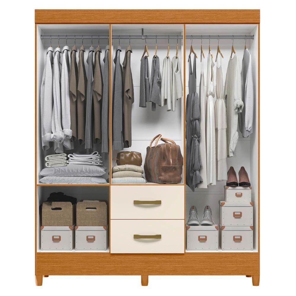 Guarda Roupa 6 Portas Roma Com Espelho Cinamomo Off White - 4