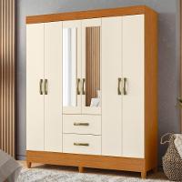 Guarda Roupa 6 Portas Roma Com Espelho Cinamomo Off White - 1