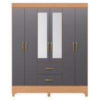 Guarda Roupa 6 Portas Roma Com Espelho Freijó Titanium - 2