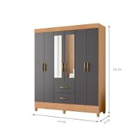 Guarda Roupa 6 Portas Roma Com Espelho Freijó Titanium - 3