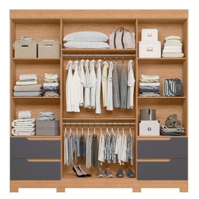 Guarda Roupa Casal Fernandes Espelho 4 Portas 4 Gavetas Freijó-Titanium CASAH