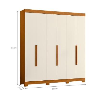 Guarda Roupa Casal Olivier 6 Portas Bater 3 Gavetas Cinamomo-Off White MDP