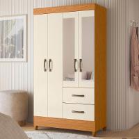 Guarda Roupa 4 Portas Roma Com Espelho Cinamomo Off White - 1