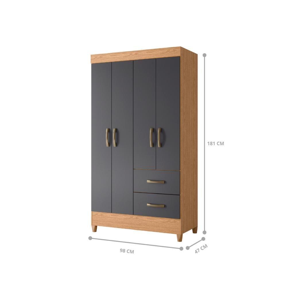 Guarda Roupa 4 Portas Roma Freijó Titanium - 3