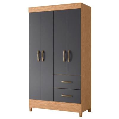 Guarda Roupa Casal Roma 4 Portas 2 Gavetas Freijó Titanium MDP CASAH
