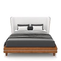 Conjunto Cama Com Cabeceira King Torres Pés Em Madeira Pu/bouclê Caramelo/off White G91 - Gran Belo - 2