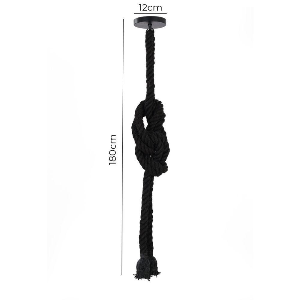 Lustre Pendente Corda Para 2 Lâmpadas Preto E27 Bivolt - 4