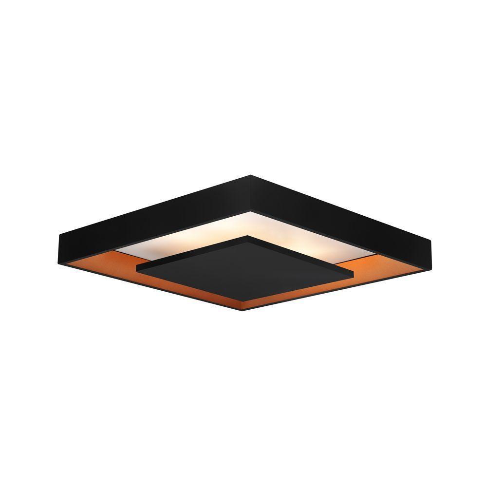 Plafon Newline New Picture 547 Led 60cm Bivolt Preto Dourado 3000k Luz Amarela - 1