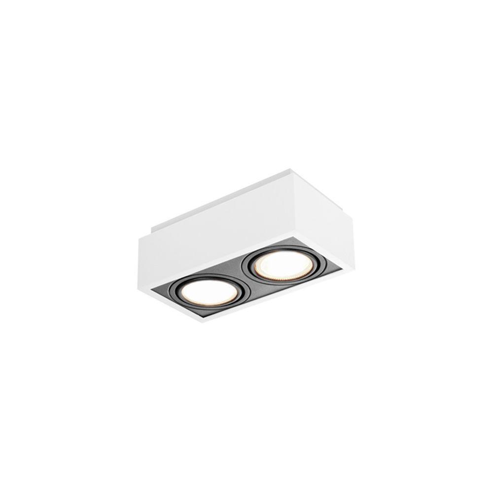 Spot De Sobrepor Newline Box Para 2 Lâmpadas Mr16 Gu10 Bivolt Branco E Preto - 1