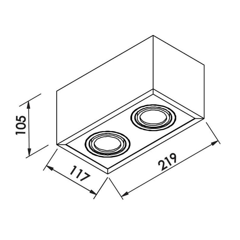 Spot De Sobrepor Newline Box Para 2 Lâmpadas Mr16 Gu10 Bivolt Branco E Preto - 2