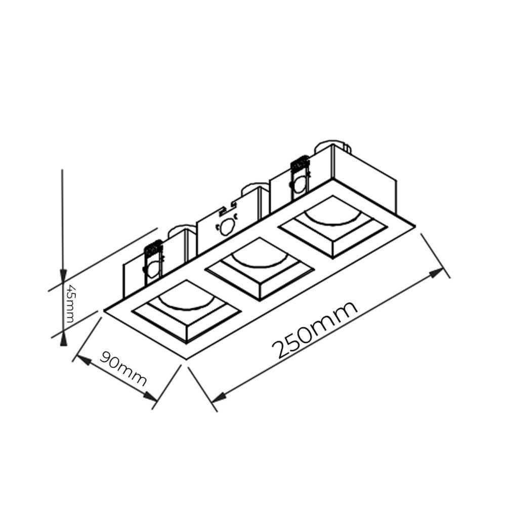 Spot De Embutir Newline Flat Para 3 Lâmpadas Mr16 Gu10 Bivolt Branco Preto - 2