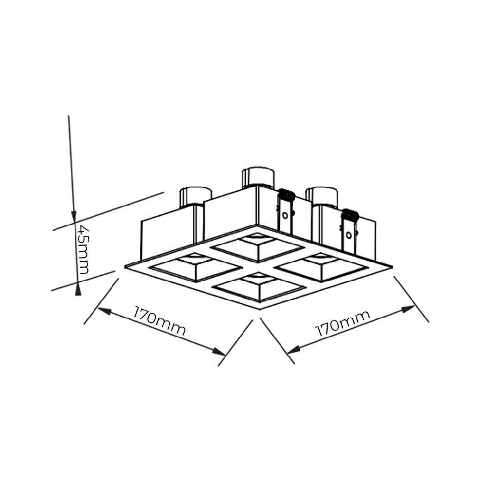 Spot De Embutir Newline Flat Para 4 Lâmpadas Mr16 Gu10 Bivolt Preto - 2