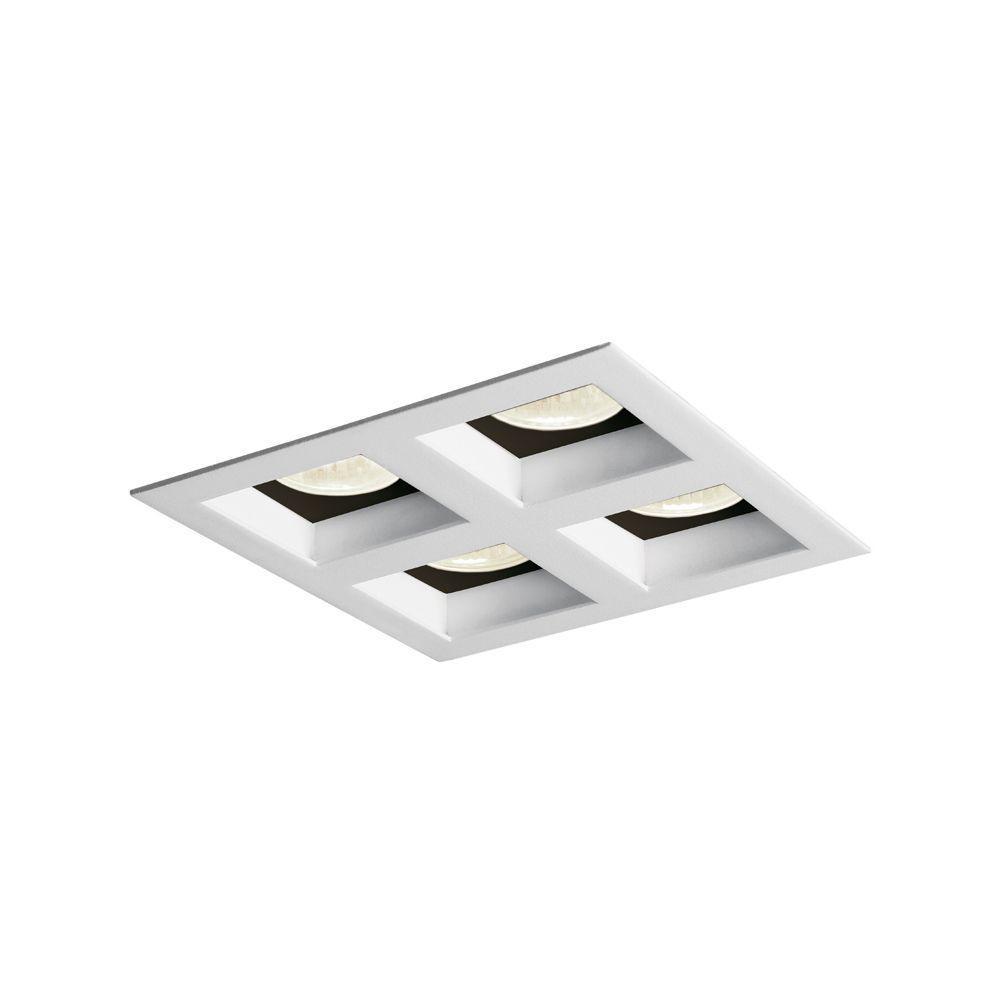 Spot De Embutir Newline Flat Para 4 Lâmpadas Ar70 Gu10 Bivolt Branco Preto - 1