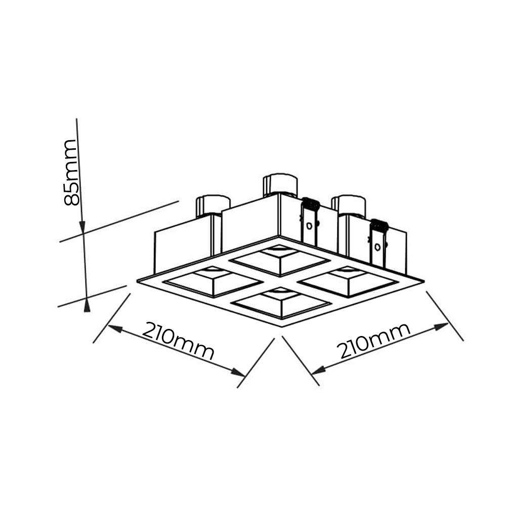 Spot De Embutir Newline Flat Para 4 Lâmpadas Ar70 Gu10 Bivolt Branco Preto - 2