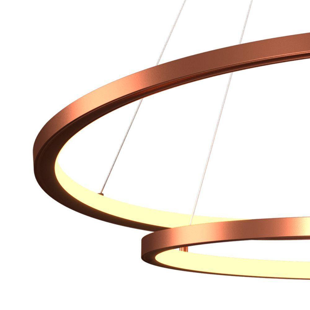 Lustre Pendente Orluce Tabat Or1791 Com 2 Aros 60-40cm Cobre Led Bivolt - 3