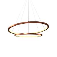 Lustre Pendente Orluce Tabat Or1791 Com 2 Aros 60-40cm Cobre Led Bivolt - 1