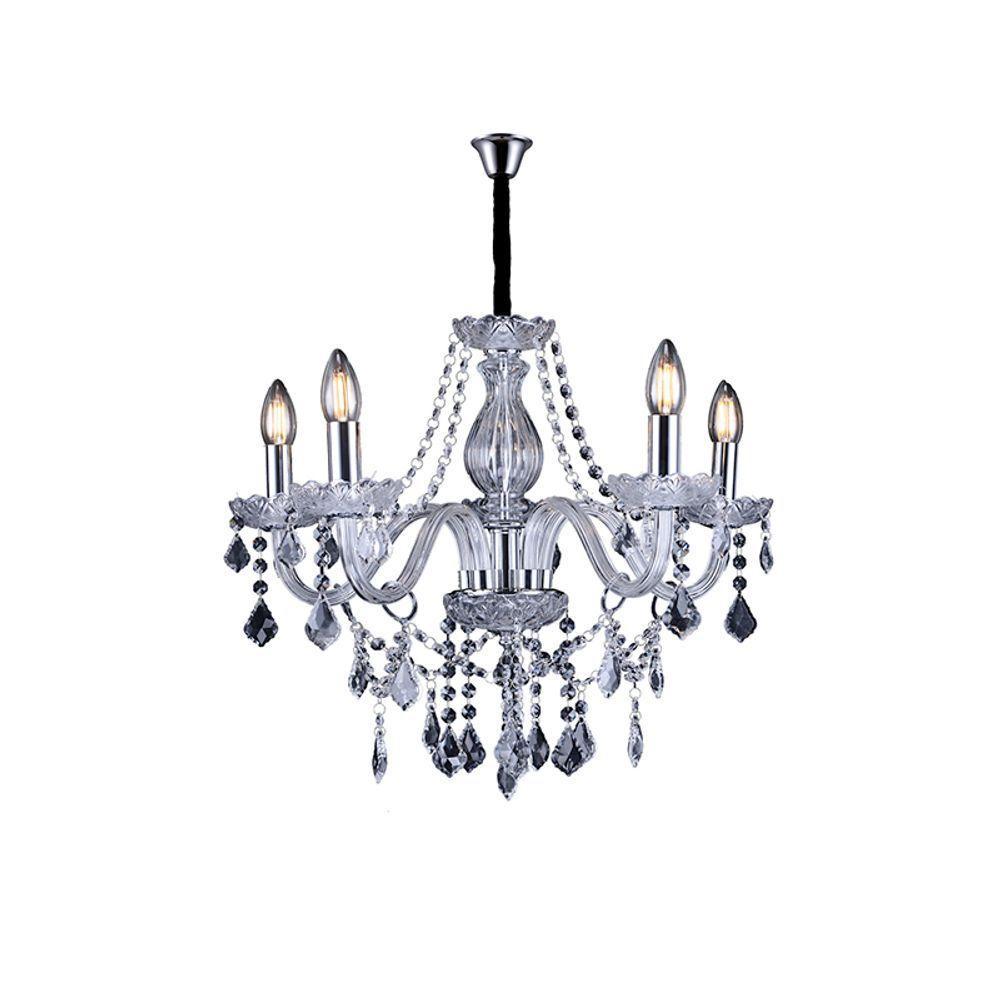 Lustre Pendente Taschibra Glam 5 Transparente E14 Bivolt - 1