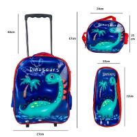 Kit Mochila Infantil Com Rodinhas Meninos Bolsa Escolar Dinossauro Estojo E Lancheira Térmica Dino - 7