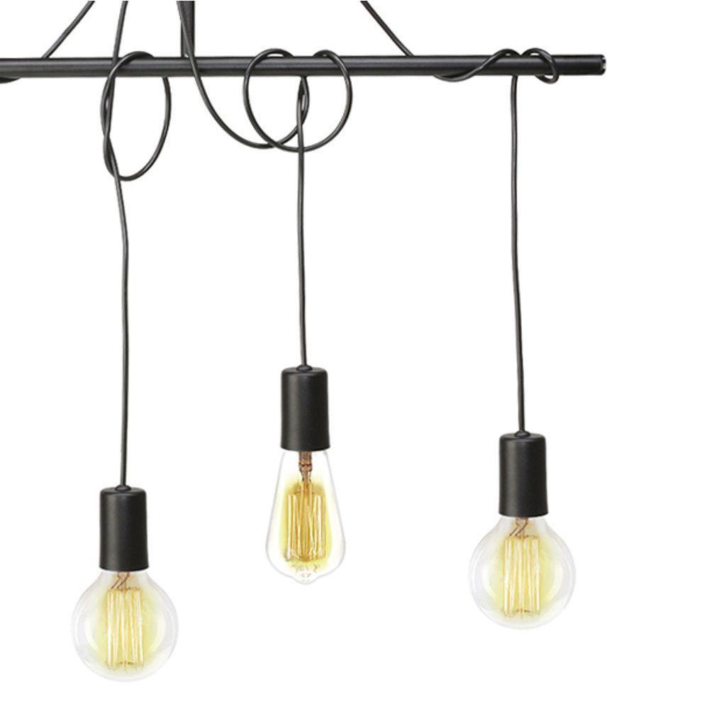 Lustre Pendente Taschibra Tears Linear Preto E27 Bivolt - 2