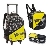 Kit Mochila De Rodinhas + Lancheira + Estojo Duplo Emoji Denlex - 1