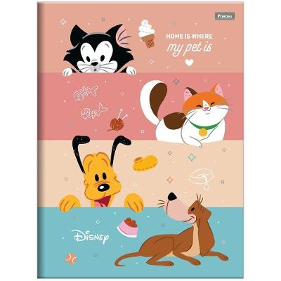 Caderno Brochura Capa Dura Universitário Disney Pets 80 Folhas Foroni Estampa 1