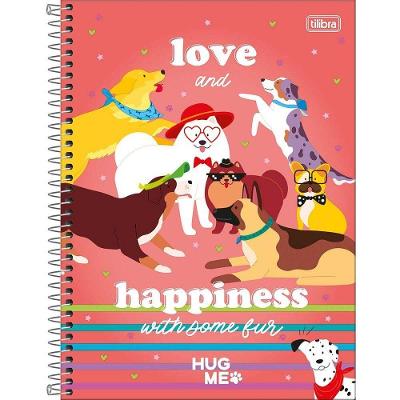 Caderno Espiral Capa Dura Universitário 10 Matérias Hug Me 160 Folhas Tilibra Rosa