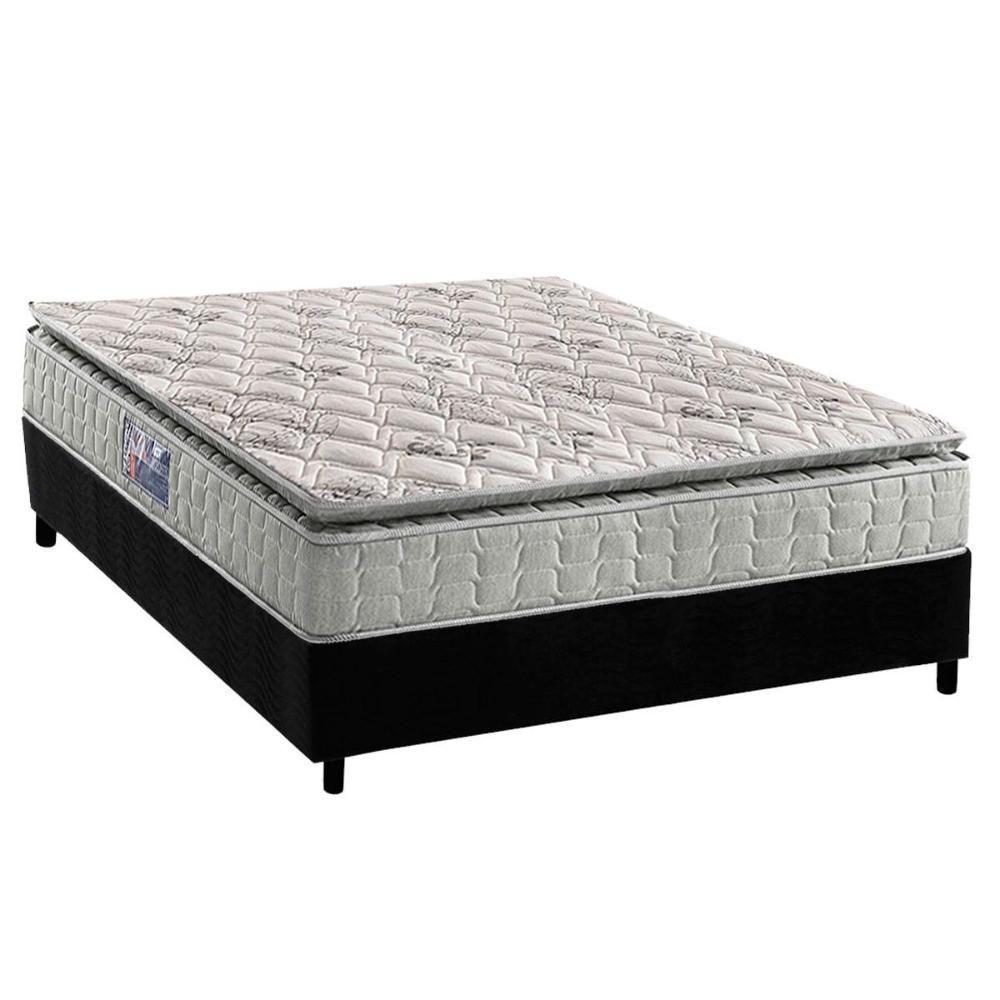 Cama Box Casal: Colchão Espuma D33 Orthosono + Base Crc Suede Black (138x188) - 1
