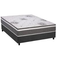 Cama Box Casal: Colchão Espuma D33 Polar Pérola Premium + Base Crc Suede Gray (138x188) - 1