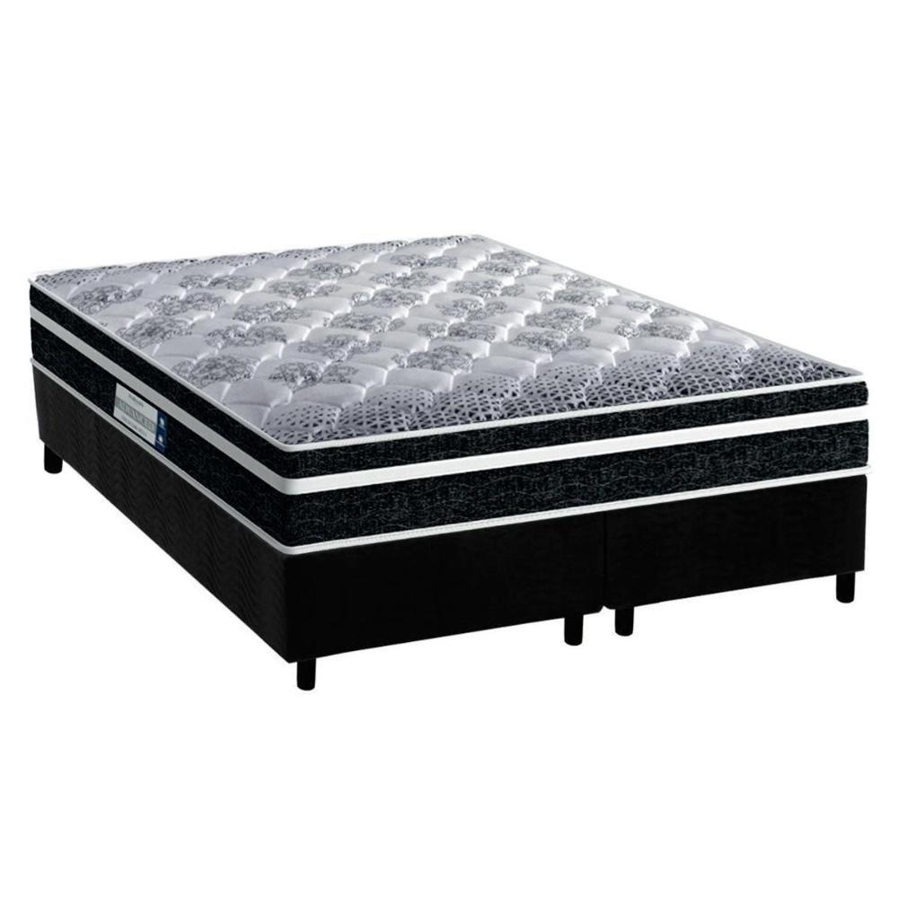 Cama Box King: Colchão Espuma D33 Probel Anatômico Advanced Tech1500 Plus + Base Crc Suede Black (193x203) - 1