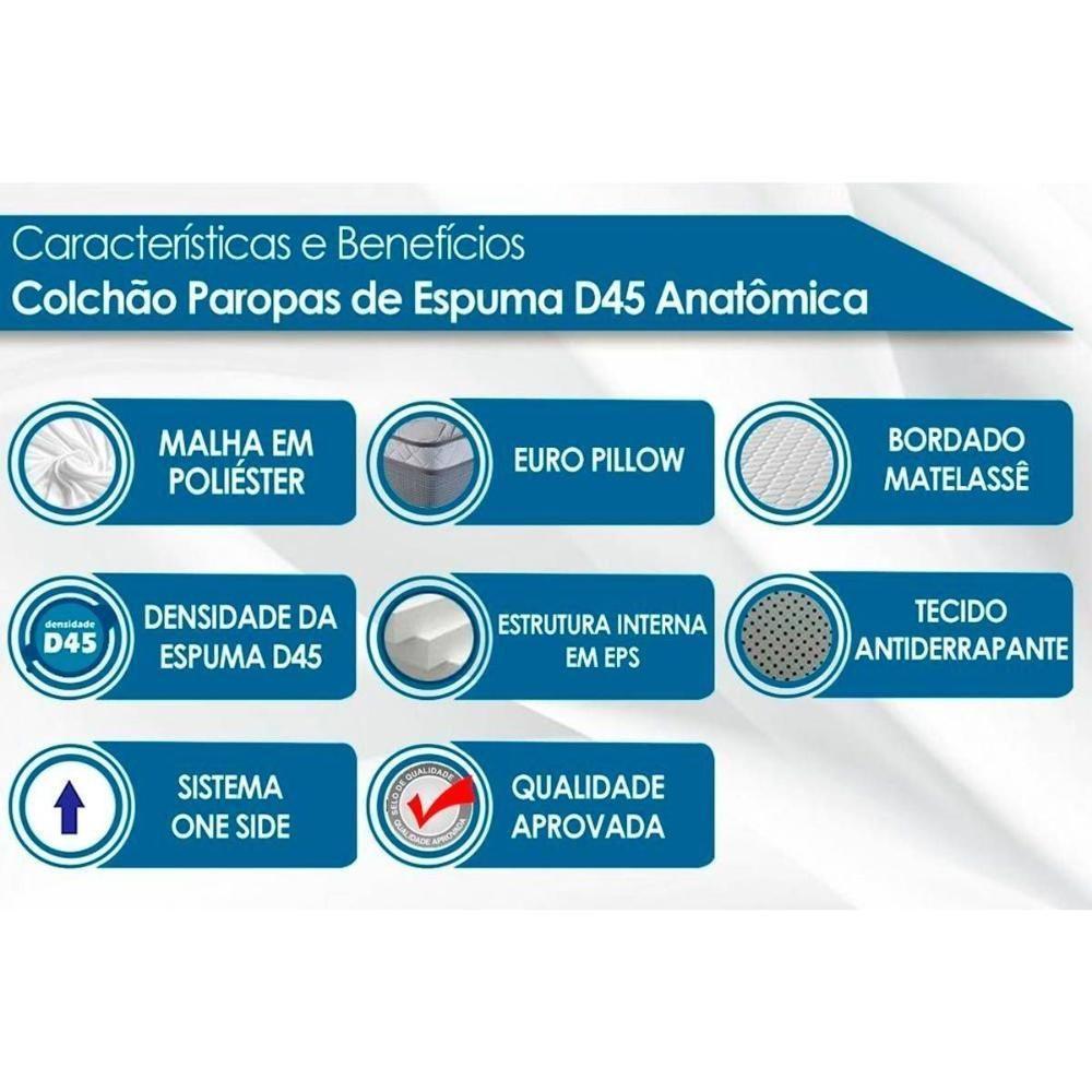 Cama Box Solteiro: Colchão Espuma D45 Paropas Anatômico Confort Mega Firme + Base Crc Suede Gray (88x188) - 4