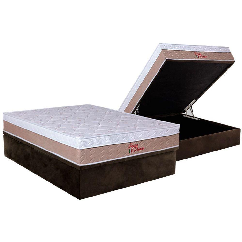 Cama Box Baú Casal: Colchão Anatômico Orthoflex Foggia Premier + Base Crc Suede Brown (138x188) - 1